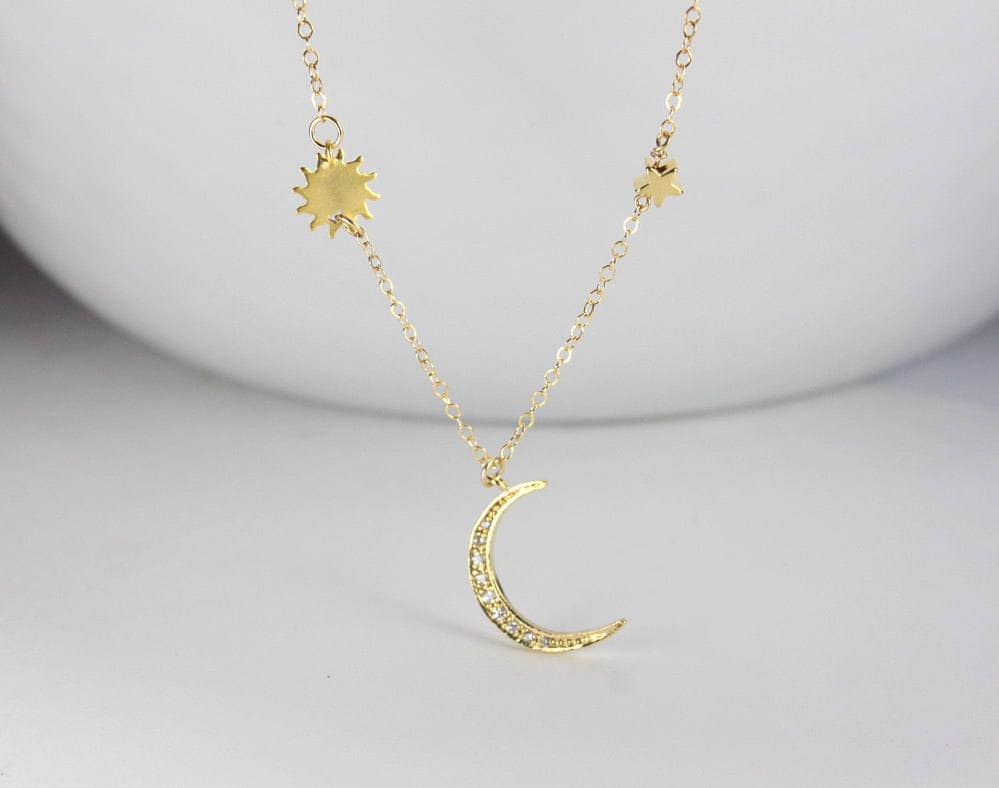 ミュージシャン Star Necklace Gold Tiny Gold Star Charm Necklace - Gold Dipped Sterling Silver