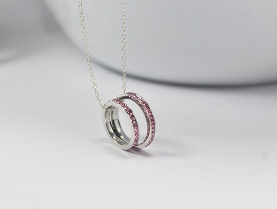 Mother daughter necklace,Silver Birthstone Ring Necklace, New mother Keepsake gift necklace, Personalized Birthstone, Anniversary, Birthday,