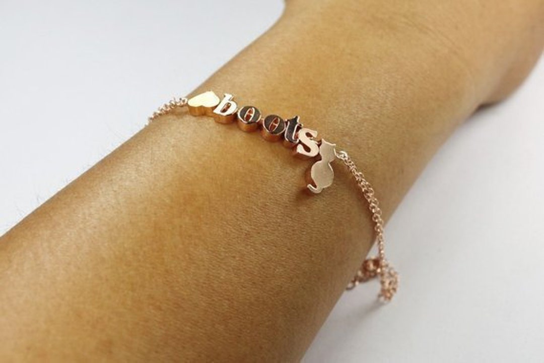 Pet Name Braceletcat Name Bracelet.pet Name Etsy