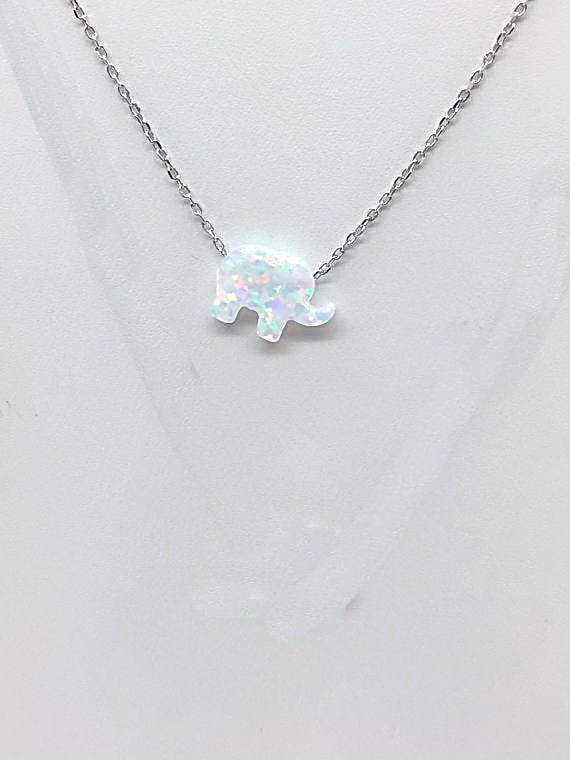Opal Elephant Necklace White Opal Elephant white Opal kids