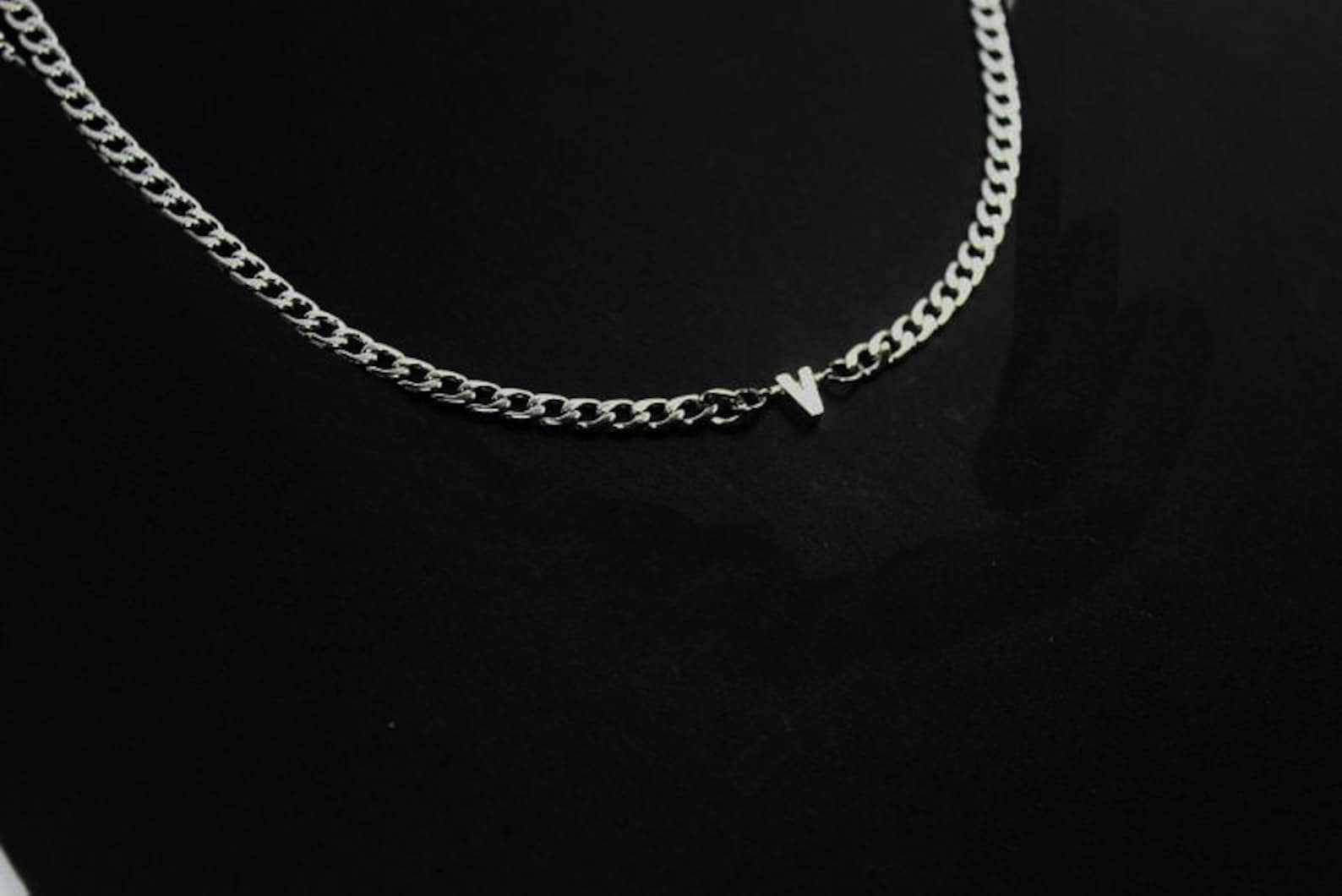 Silver Letter necklace for Boyfriend.Men Initial Gift. Etsy