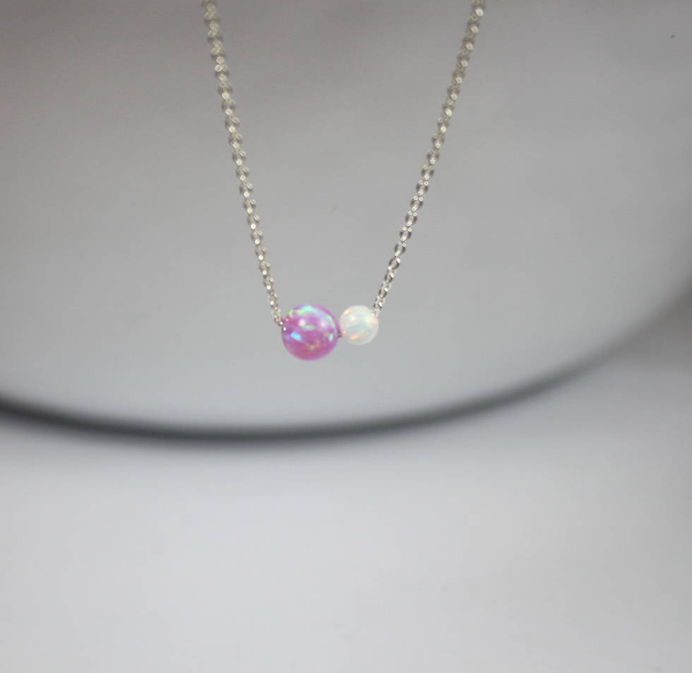 New Mom Necklace.opal Jewelry.2 Opal 