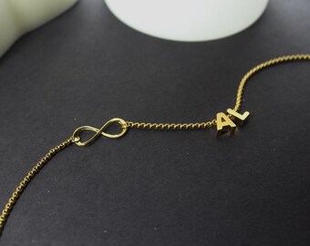 Custom Infinity Necklace .Forever Love Necklace,Eternity Symbol Jewelry.Valentine jewelry,.Custom 2 letters necklace , Anniversary Gift ,