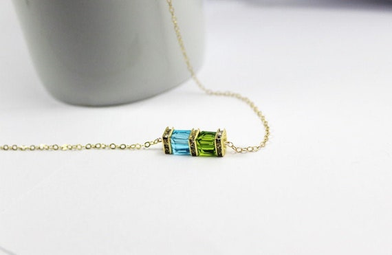 Stacked Heart Necklace - Personalised Birthston... - Folksy