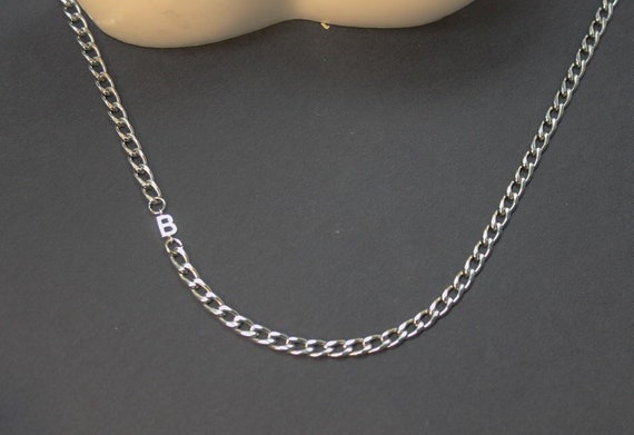 Sideway Letter Necklace - Custom Initial Jewelry. Unisex jewelry gift. Personalized present.,Tiny letter. girlfriend Boyfriend Gift ID gift.