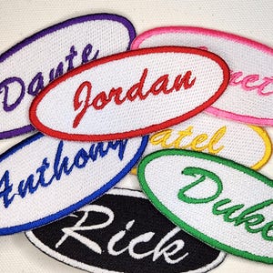 Customized Name Embroidered Iron-On Name Tag - Garage Name Tag - name iron on patch - uniform name patch -Choose your color Add your name