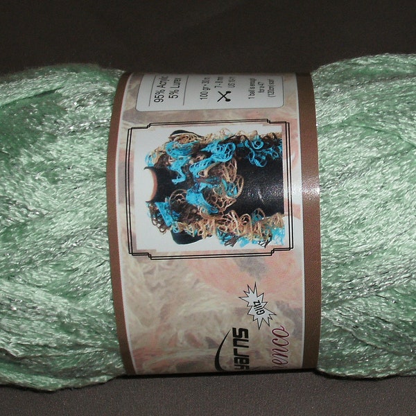 ICE Yarns Flamenco Glitz Fashion Yarn, Scarf Yarn, Mesh/Web Yarn, Skein 3.5 oz./100g- Mint Green w/Silver