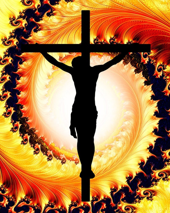 picture Art Black Jesus On The Cross gold jesus print gold black jesus art gold black fractal etsy