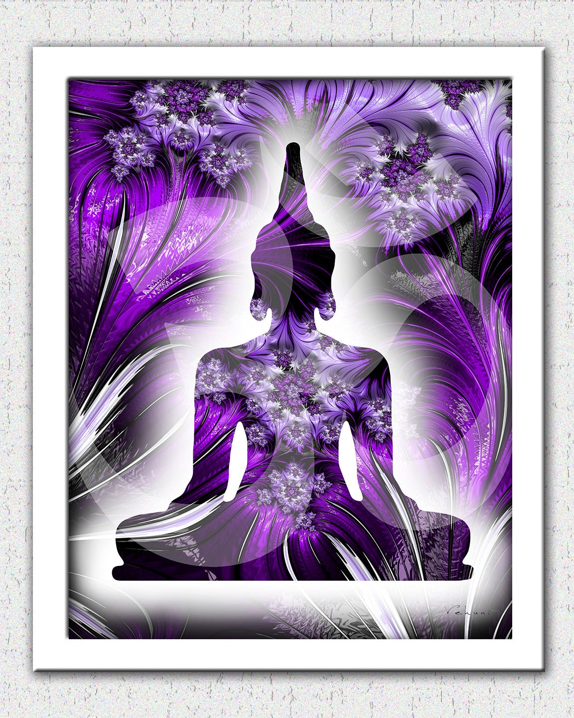 Buddha Print, Purple Buddha Wall Art, Lavender Purple Painting, Purple