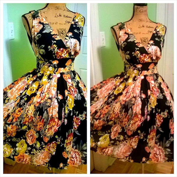 Gorgeous vintage dress/ 50's/ Pin up /  Tea dress/ Garden party/ Wedding/ Super full sweep skirt/ Medium