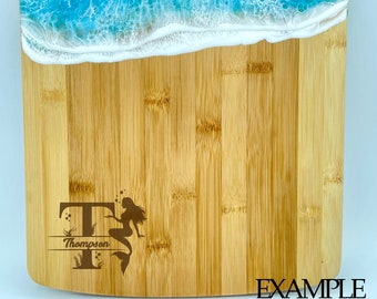 Mermaid Monogram Engraving: Personalized Cutting Board Add-On