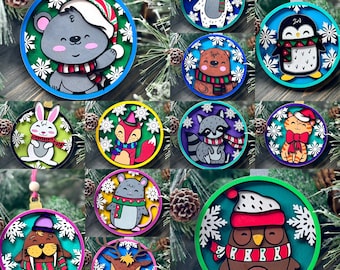 Hand-Painted Wood Christmas Ornament | Winter Animal Decor