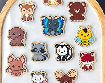 Hand-Painted Wood Animal Magnets – Kawaii Forest Critters