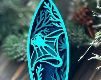 Layered Wood Surfboard Ornaments – Hand Painted Beach & Ocean Designs