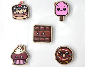 Hand-Painted Kawaii Food Magnets – Dessert Lover Gift
