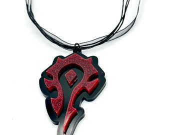 Wow Horde Symbol Acrylic Necklace - Gaming-Inspired Jewelry