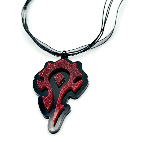 Wow Horde Symbol Acrylic Necklace - Gaming-Inspired Jewelry