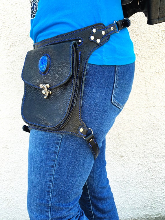 Handmade Leather Hip Bag With Leg Strap Fanny Pack Wasteland 