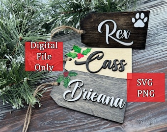 Christmas Stocking Tag Laser Cut File: Reusable Gift Tag SVG PNG (Digital Download)