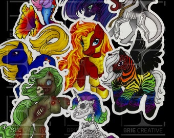 Original Pony Vinyl Stickers / MLP inspired / weather resistant / pride / betta fish /mermaid / skeleton / apocalypse /