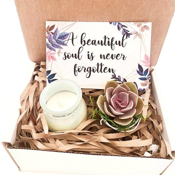 Sympathy gift - Succulent Gift Box - A beautiful soul is never forgotten - Encouragement Care Package - Sorry For Your Loss - Grief gift