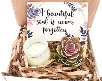 Sympathy gift - Succulent Gift Box - A beautiful soul is never forgotten - Encouragement Care Package - Sorry For Your Loss - Grief gift