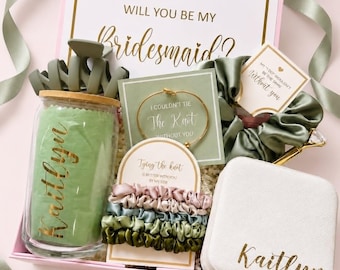 Custom Bridesmaid Proposal Box Personalized Gift Blush Will You Be My Bridesmaid Personalized Gift Box Set Maid of Honor Coffee Glass Cup