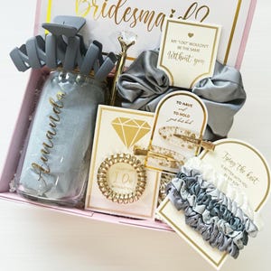 Custom Bridesmaid Proposal Box Personalized Gift Blush Will You Be My Bridesmaid Personalized Gift Box Set Maid of Honor Coffee Glass Cup