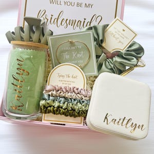 Custom Bridesmaid Proposal Box Personalized Gift Blush Will You Be My Bridesmaid Personalized Gift Box Set Maid of Honor Coffee Glass Cup