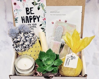 Self Care Gift Encouragement Gift Box - Succulent Spa kit package for friend - Cupcake sock - Friend birthday gift box