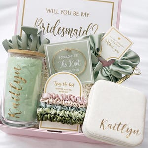 Custom Bridesmaid Proposal Box Personalized Gift Blush Will You Be My Bridesmaid Personalized Gift Box Set Maid of Honor Coffee Glass Cup