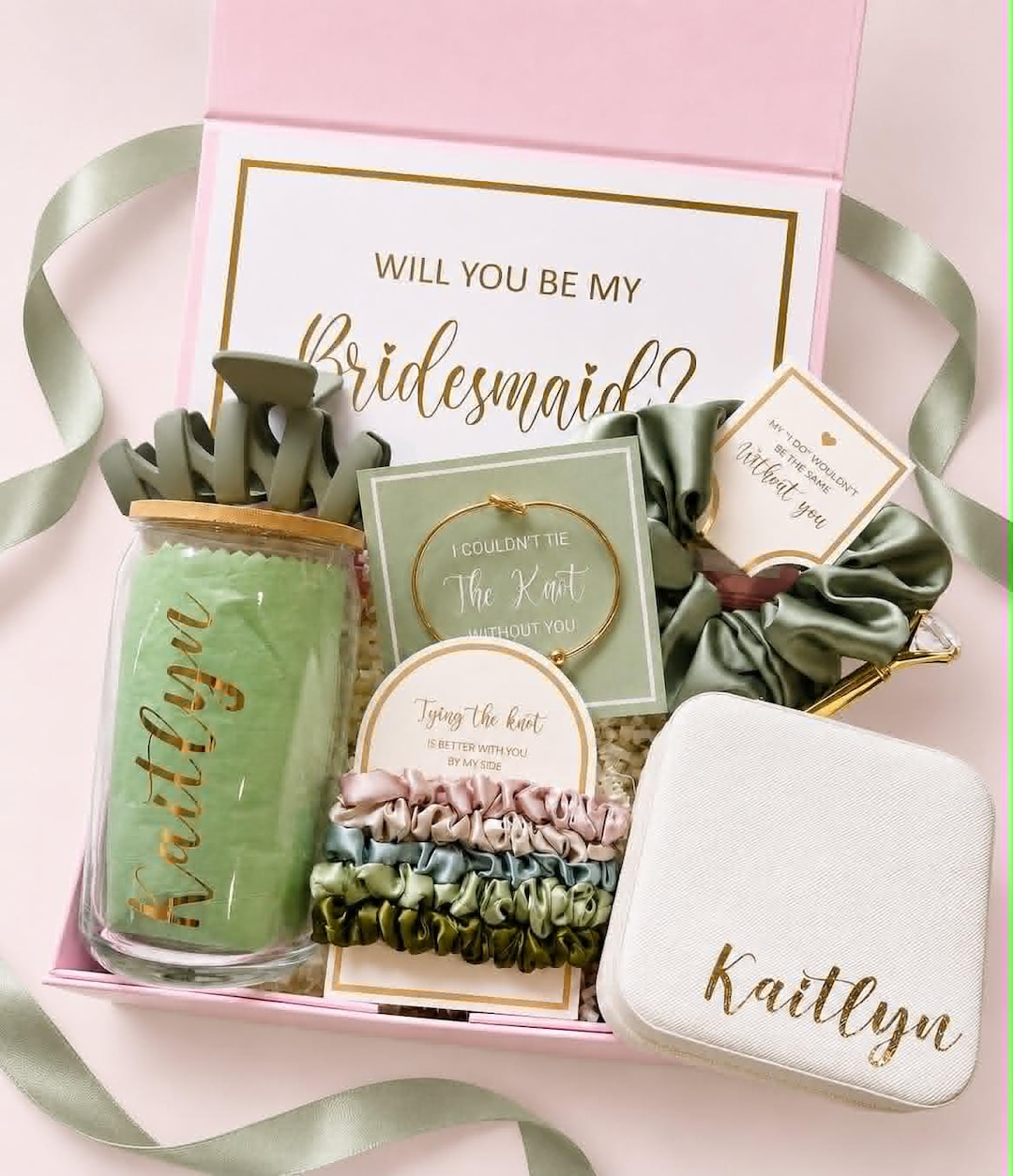 Custom Bridesmaid Proposal Box Personalized Gift Blush Will You Be My ...