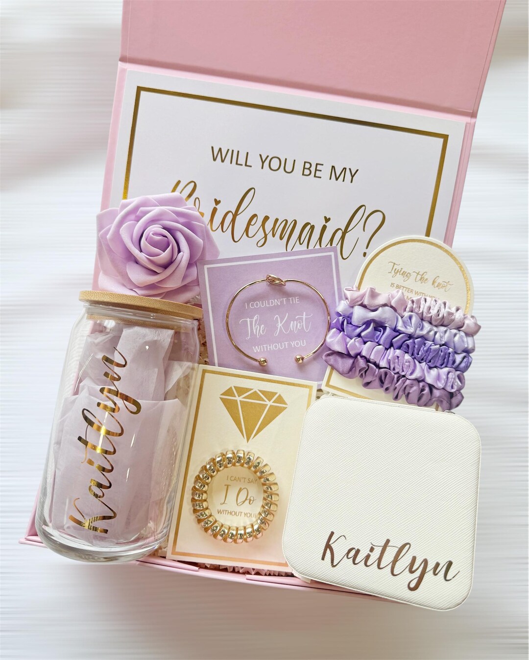 Custom Bridesmaid Proposal Box Personalized Gift Blush Will You Be My ...