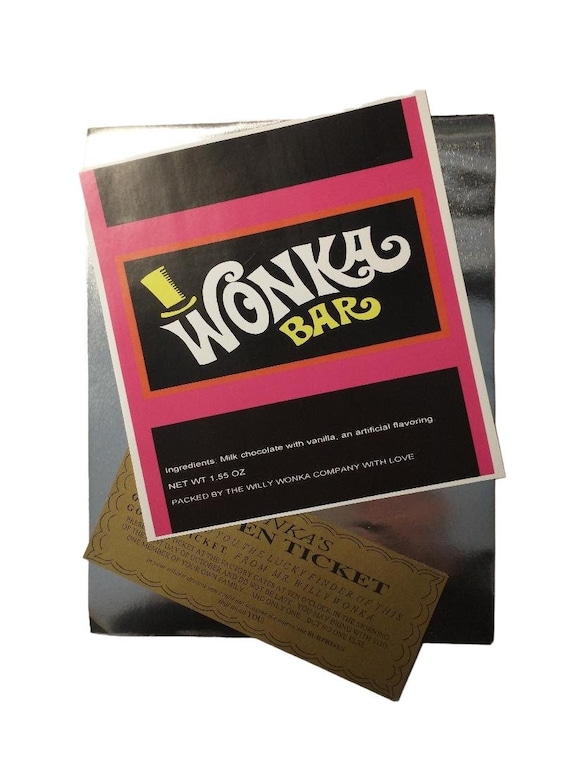 Wonka Chocolate Bar Wrapper + Golden Ticket Willy Gift Novelty Christmas  Xmas WB