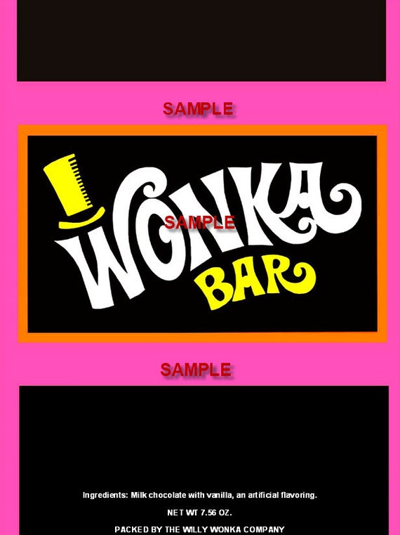 7.56 Oz. Sized Willy Wonka Chocolate Bar Wrapper & Golden Ticket no  Chocolatemore Products in Our Store 