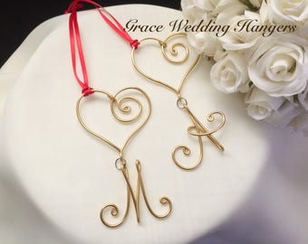 A Custom Wire Monogram Ornament, A Personalized Heart Wire Ornament with Initial Letter, A Christmas Ornament  with a Custom Wire Monogram