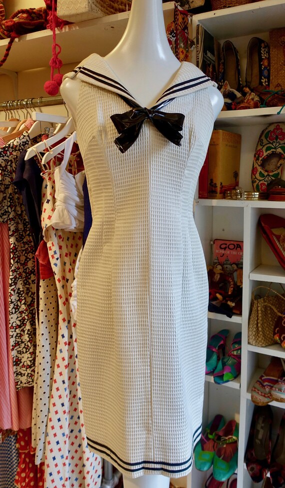 1960's White Sailor Dress