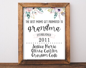 Mother's Day Gift. Moms get promoted to Grandma PRINTABLE. Mother's Day Personalized. Gift from Daughter. Mother's Day Gift for Grandma