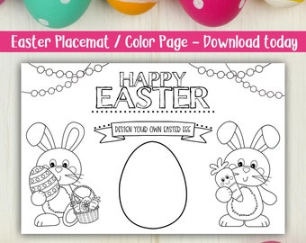 Printable Easter Placemat, Easter Table Decor, Easter Place Cards, Kid's Easter Placemat, Easter Activities for Kids, Children's Coloring