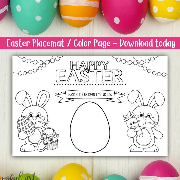 Printable Easter Placemat, Easter Table Decor, Easter Place Cards, Kid's Easter Placemat, Easter Activities for Kids, Children's Coloring