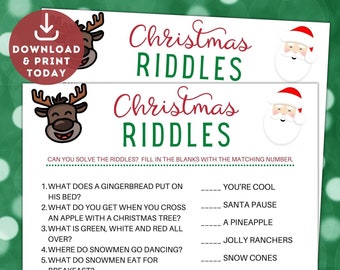 Christmas Riddles / Christmas Party Games / Christmas Trivia / Fun Christmas Games for Adults and Kids / Christmas Printable Game