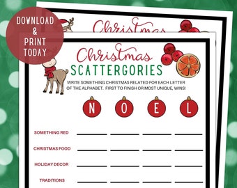 Christmas Scattergories Game, Christmas Party Games, 3 Games Bundle, Christmas Games for Adults and Kids, Family Games, Classroom Games