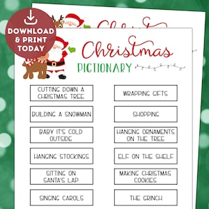 Christmas Pictionary Game / Christmas Party Games / Holiday Games / Fun Christmas Games for Adults and Kids / Christmas Printable Game