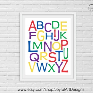 Alphabet Children's Decor. Alphabet Poster. Uppercase Alphabet Printable sign. Nursery Decor. ABC Print. Alphabet Print. ABC Poster.