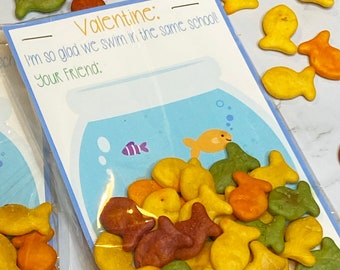 Goldfish Valentine Card / Classroom Valentines / Valentine's Ideas for Kids / Goldfish Valentine Tag / Goldfish Valentine Printable