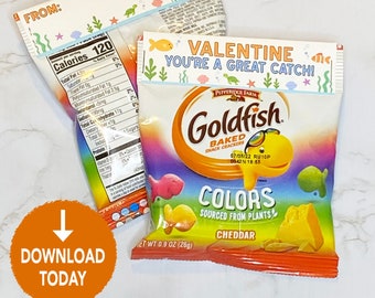 Goldfish Valentine Card / Classroom Valentines / Valentine's Ideas for Kids / Goldfish Valentine Tag / Goldfish Valentine Printable