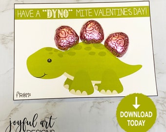 Dinosaur Valentine Cards / Classroom Valentines / Valentine's Ideas for Kids / Dinosaur Valentine's Day Card Printable / Instant Download