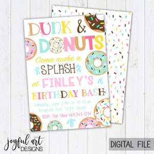 Dunk and Donuts Birthday Invitation. Donut Party Invitations. Donut Boy Birthday. Donut Party Supplies. Printable Invitations & Thank You image 5