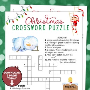 Christmas Crossword Puzzle / Christmas Game for Kids / Holiday Classroom Games / Fun Christmas Game / Christmas Party Game / Holiday Fun