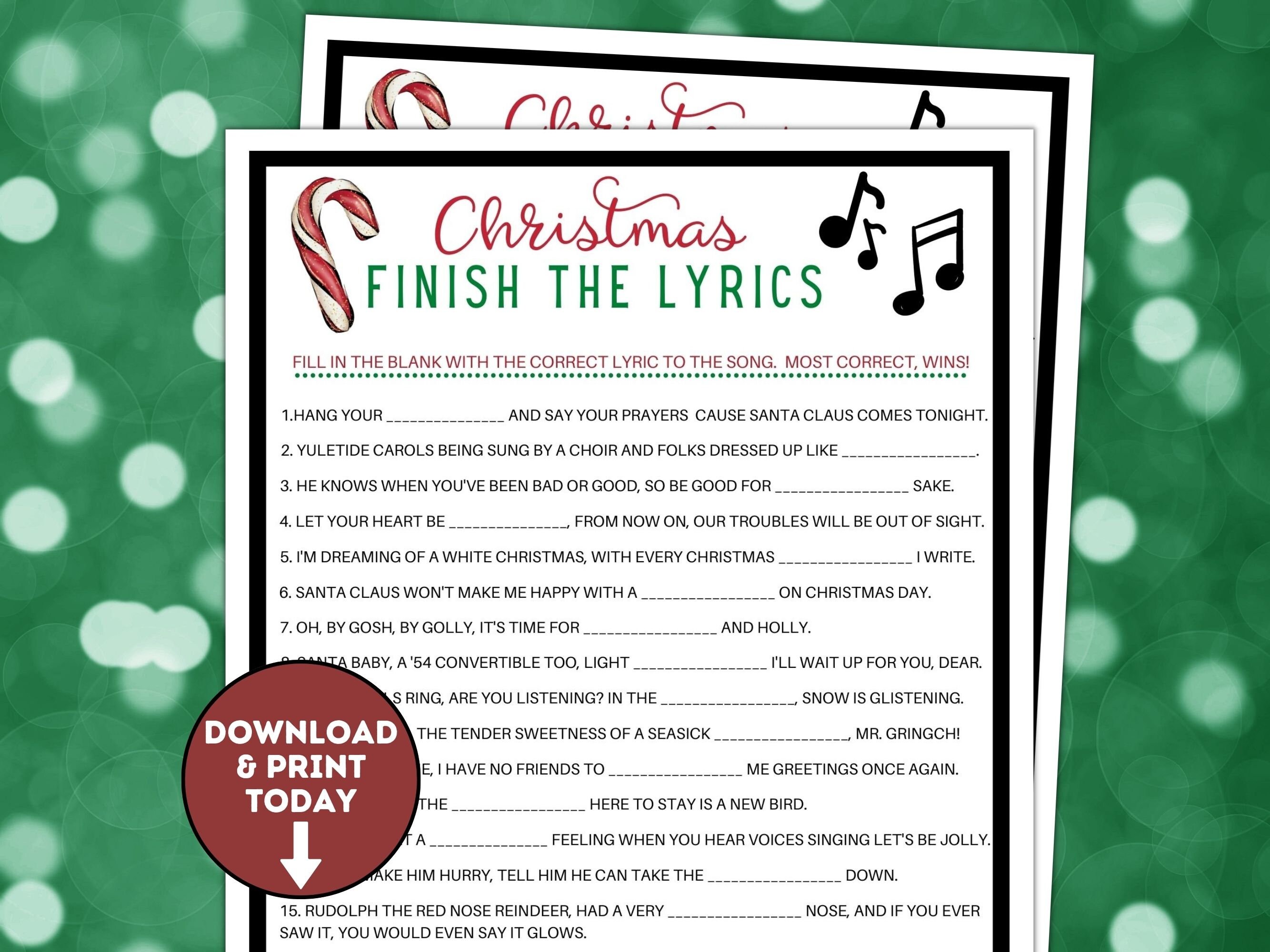 Christmas Carols. Holidays. Songs. Lyrics. Games. Quiz. - Payhip